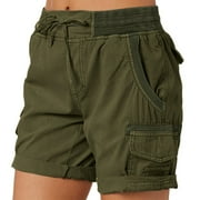 Womens Shorts Casual Bermuda Bermuda Shorts for Women Cargo Shorts Knee Length Pockets Waist Long Shorts for Summer Casual for L,Army Green